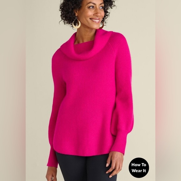 Soft Surrounding Calanthe Cashmere Pullover Pink Sz XL - Picture 1 of 14